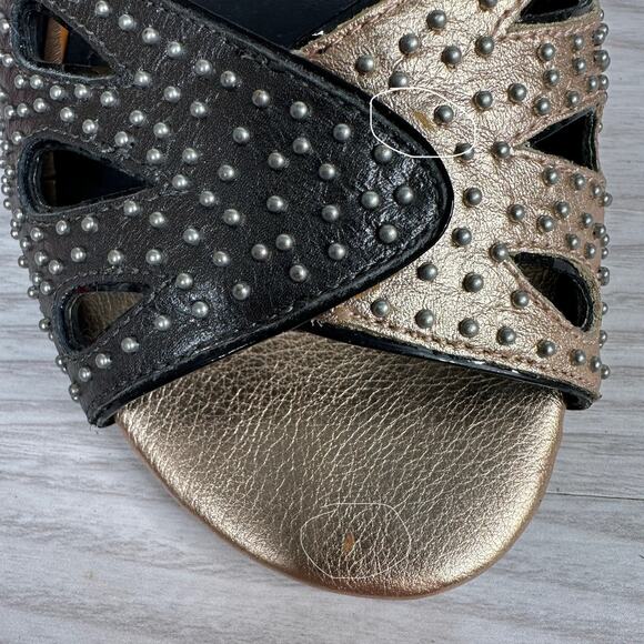 Coach Heels G2000 Prairie Rivets Stiletto Sandal WMNS 10 Black Rose Gold Leather - Picture 10 of 15